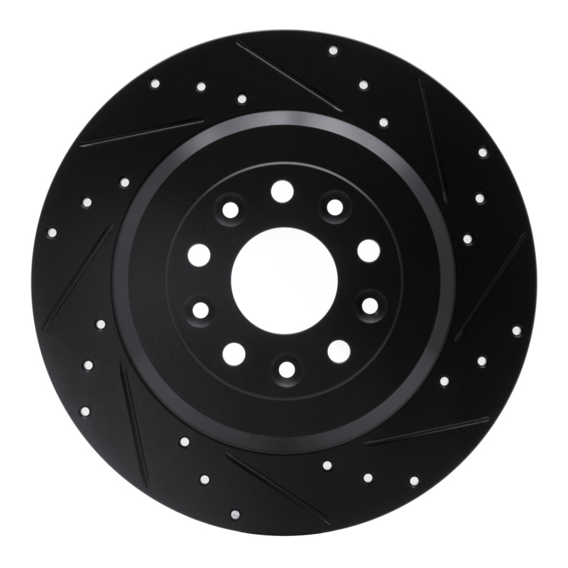 Ford Freestyle Brake Rotor (1) - Rear Right - R1 Concepts - Drilled & Slotted - Black - `05-`19